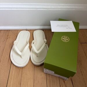 Tory Burch Kira Padded White Flip Flops